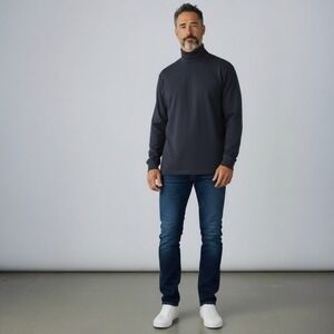 Mens L.L.Bean Navy Cotton Turtleneck XXl